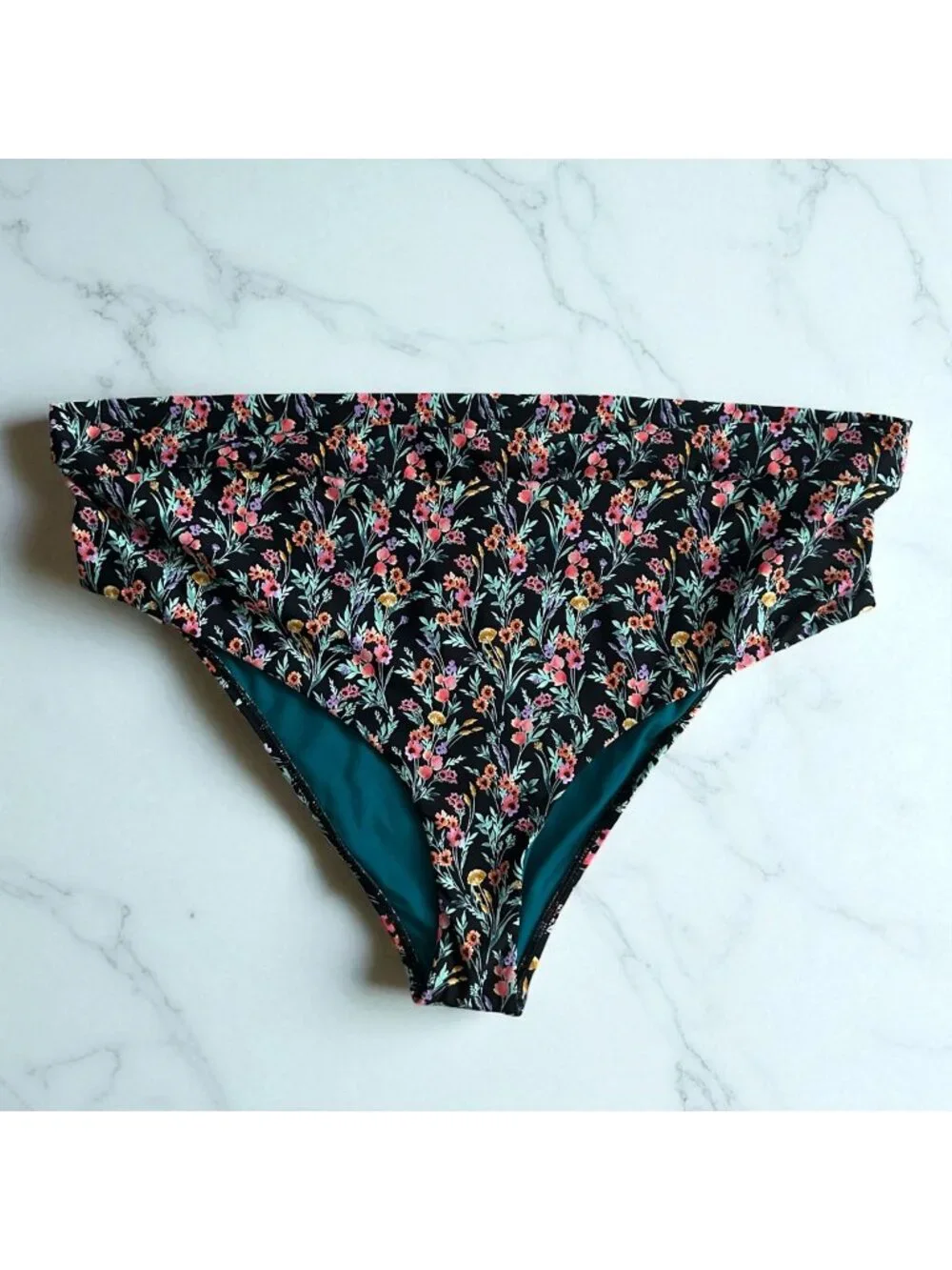 BODY GLOVE Floral Black Bikini Swim Bottoms Size 3X NEW NWOT